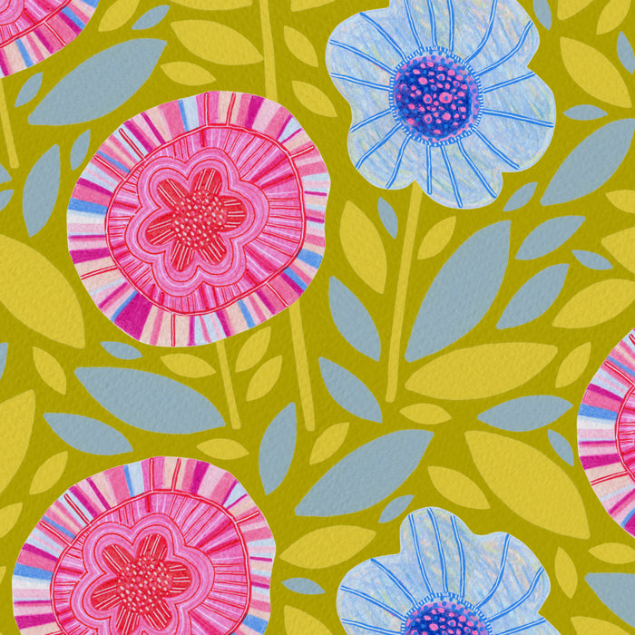 Folk Floral Blossoms in Moss Green Coffee Mug Gallery Image 2