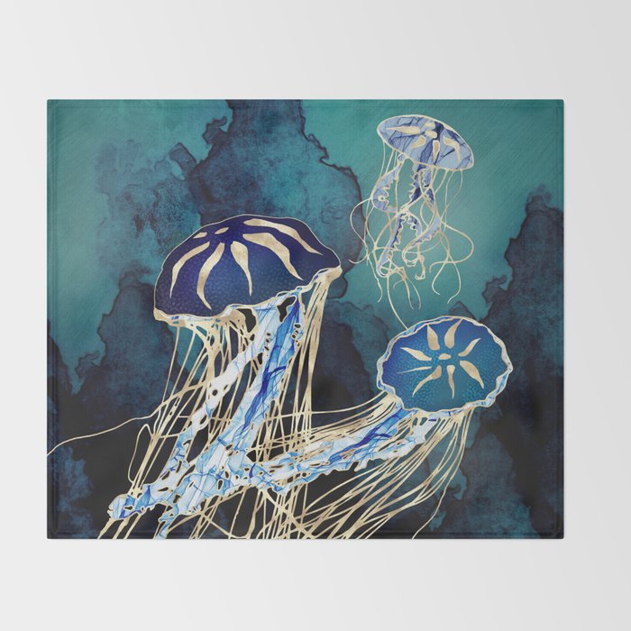Metallic Jellyfish III Throw Blanket Gallery Image 2