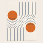 Mid Century Modern Geometric 88 in Navy Blue and Orange (Rainbow and Sun Abstraction) Poster Gallery Image 4