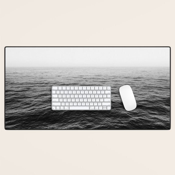ocean horizon black and white landscape photography Desk Mat Gallery Image 1