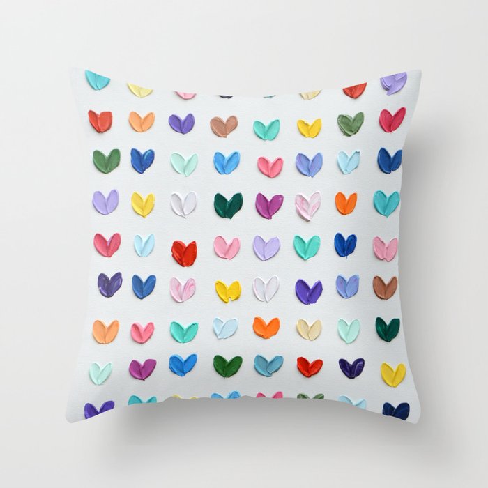 Polka Daub Hearts Throw Pillow Gallery Image 1