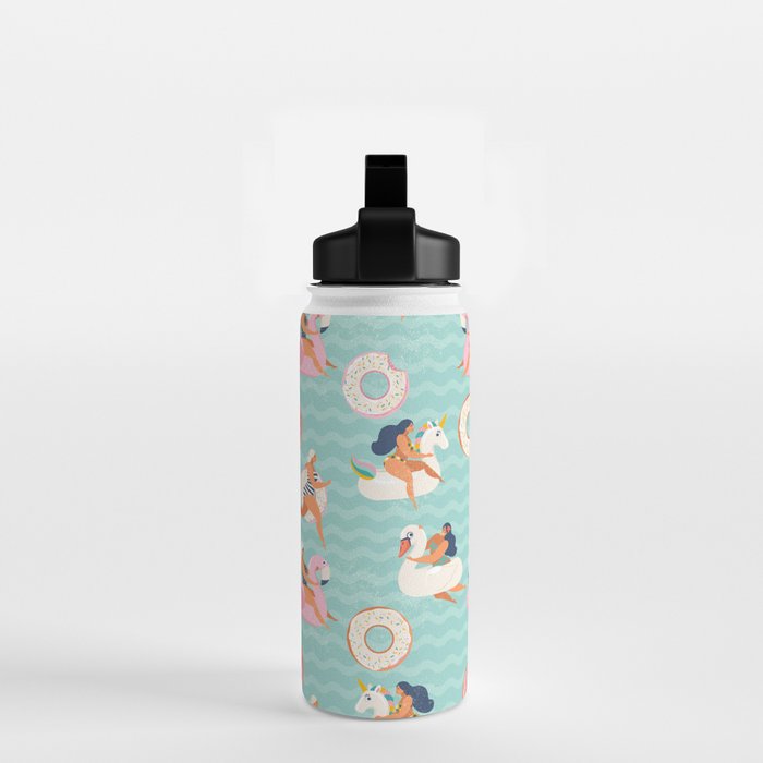 Gils on inflatable in swimming pool floats. Water Bottle Gallery Image 2