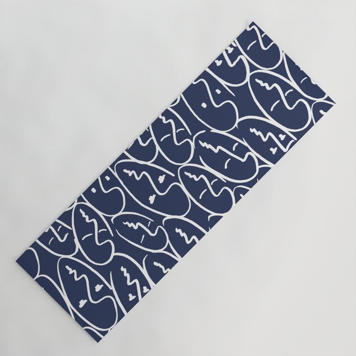 faces (navy) Yoga Mat Gallery Image 1