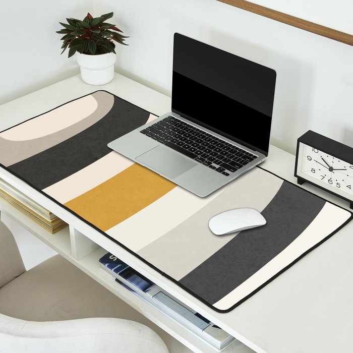 Rainbow rings - neutrals Desk Mat Gallery Image 2