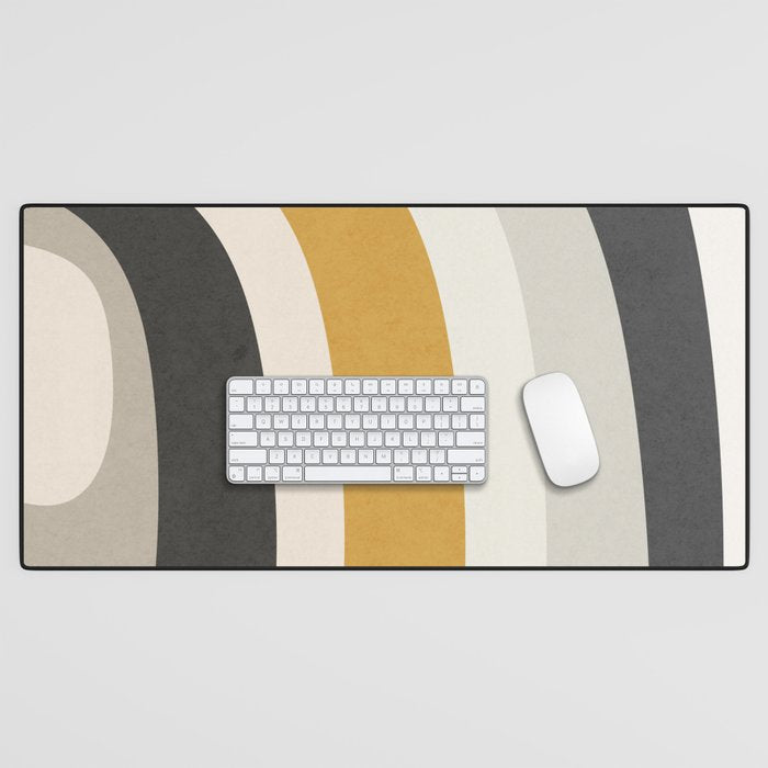 Rainbow rings - neutrals Desk Mat Gallery Image 1