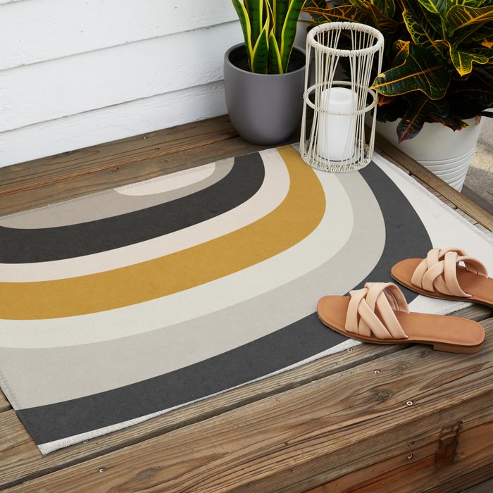 Rainbow rings - neutrals Outdoor Rug Gallery Image 2