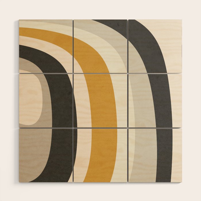Rainbow rings - neutrals Wood Wall Art Gallery Image 1