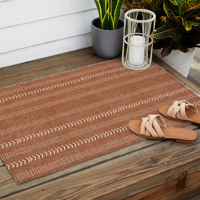 Arrows in Rust Neutral Outdoor Rug Gallery Image 2
