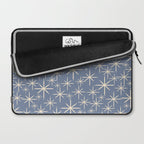 Mid Century Modern Twinkling Stars Retro Atomic Pattern in Stone Blue and Cream Laptop Sleeve Gallery Image 2