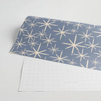 Mid Century Modern Twinkling Stars Retro Atomic Pattern in Stone Blue and Cream Wrapping Paper Gallery Image 2