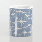 Mid Century Modern Twinkling Stars Retro Atomic Pattern in Stone Blue and Cream Coffee Mug Gallery Image 4