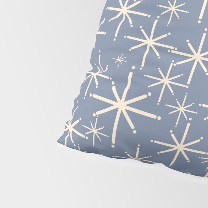 Mid Century Modern Twinkling Stars Retro Atomic Pattern in Stone Blue and Cream Pillow Sham Gallery Image 4