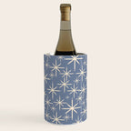 Mid Century Modern Twinkling Stars Retro Atomic Pattern in Stone Blue and Cream Wine Chiller Gallery Image 2