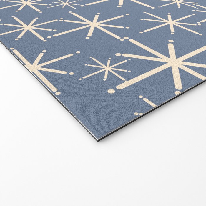 Mid Century Modern Twinkling Stars Retro Atomic Pattern in Stone Blue and Cream Welcome Mat Gallery Image 2
