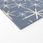 Mid Century Modern Twinkling Stars Retro Atomic Pattern in Stone Blue and Cream Welcome Mat Gallery Image 2