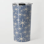 Mid Century Modern Twinkling Stars Retro Atomic Pattern in Stone Blue and Cream Travel Mug Gallery Image 1