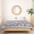 Mid Century Modern Twinkling Stars Retro Atomic Pattern in Stone Blue and Cream Duvet Cover Gallery Image 3