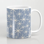 Mid Century Modern Twinkling Stars Retro Atomic Pattern in Stone Blue and Cream Coffee Mug Gallery Image 1