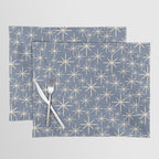 Mid Century Modern Twinkling Stars Retro Atomic Pattern in Stone Blue and Cream Placemat Gallery Image 1