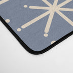 Mid Century Modern Twinkling Stars Retro Atomic Pattern in Stone Blue and Cream Desk Mat Gallery Image 4