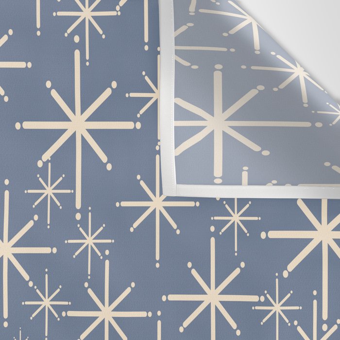 Mid Century Modern Twinkling Stars Retro Atomic Pattern in Stone Blue and Cream Wall Tapestry Gallery Image 3