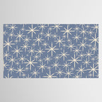 Mid Century Modern Twinkling Stars Retro Atomic Pattern in Stone Blue and Cream Tablecloth Gallery Image 2