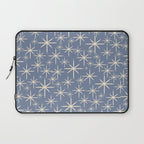 Mid Century Modern Twinkling Stars Retro Atomic Pattern in Stone Blue and Cream Laptop Sleeve Gallery Image 1