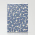 Mid Century Modern Twinkling Stars Retro Atomic Pattern in Stone Blue and Cream Stationery Card Gallery Image 2