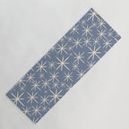Mid Century Modern Twinkling Stars Retro Atomic Pattern in Stone Blue and Cream Yoga Mat Gallery Image 1