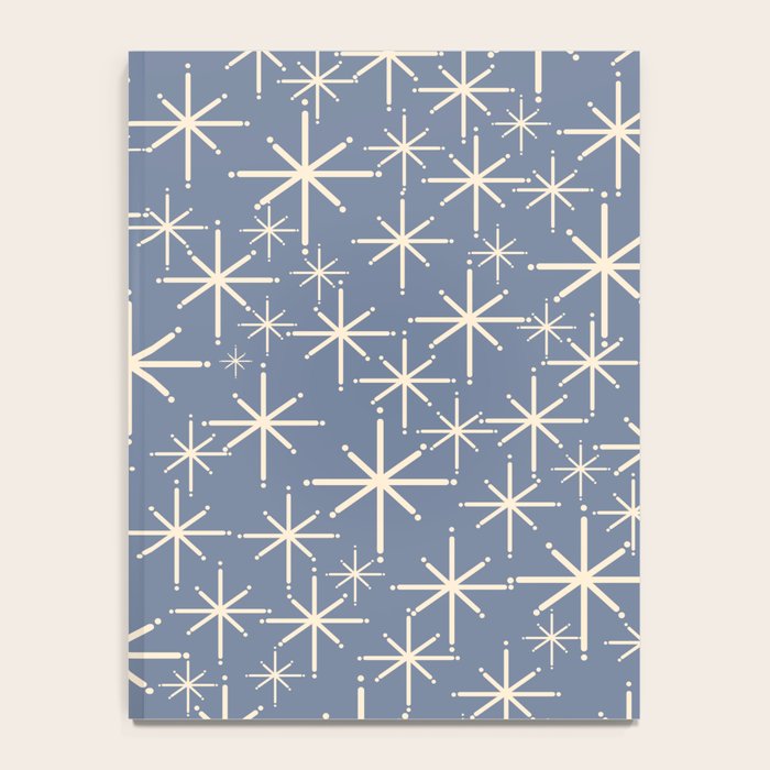 Mid Century Modern Twinkling Stars Retro Atomic Pattern in Stone Blue and Cream Notebook Gallery Image 4