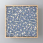 Mid Century Modern Twinkling Stars Retro Atomic Pattern in Stone Blue and Cream Mini Art Print Gallery Image 1