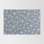 Mid Century Modern Twinkling Stars Retro Atomic Pattern in Stone Blue and Cream Rug Gallery Image 2