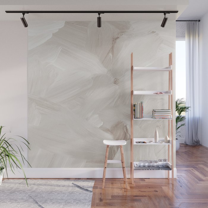 Neutral Beige Abstract, Brushstroke Art Print by Synplus Wall Mural Gallery Image 1