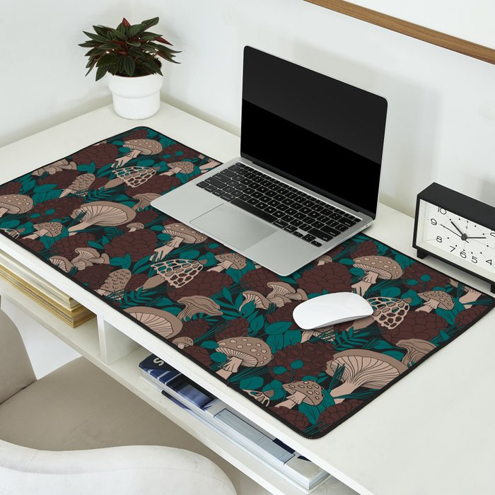 Moody Mushrooms and Pinecones Desk Mat Gallery Image 2
