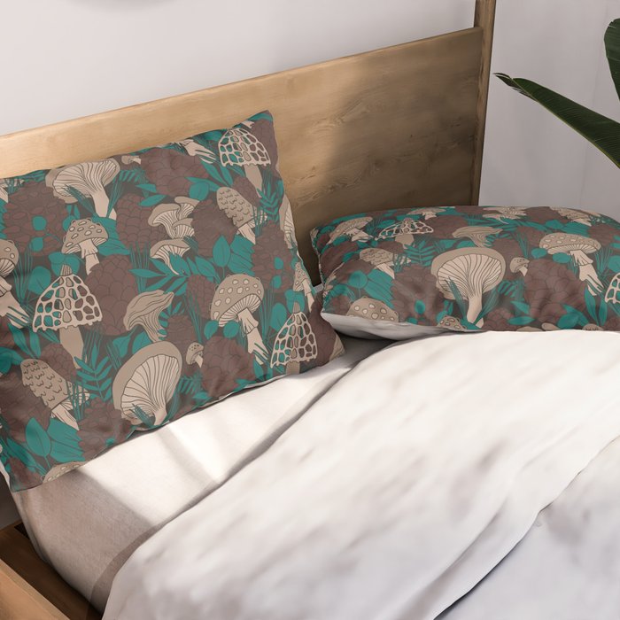 Moody Mushrooms and Pinecones Pillow Sham Gallery Image 2