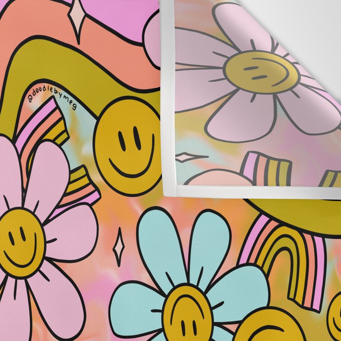 Tie Dye Flower Print Wall Tapestry Gallery Image 3