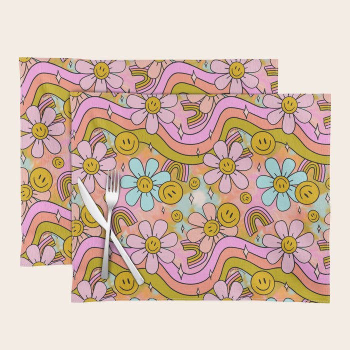 Tie Dye Flower Print Placemat Gallery Image 1