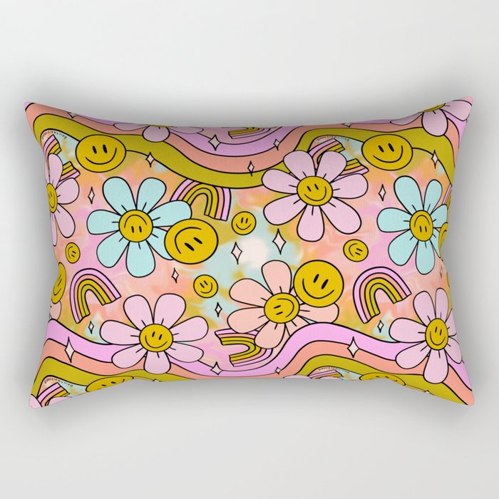Tie Dye Flower Print Rectangular Pillow Gallery Image 1