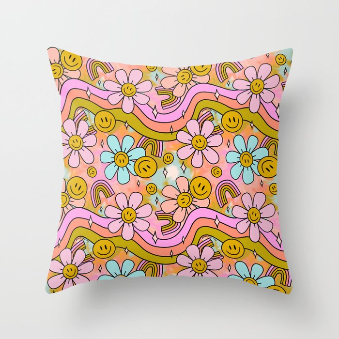 Tie Dye Flower Print Throw Pillow Gallery Image 6