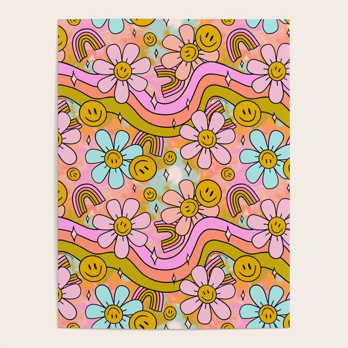 Tie Dye Flower Print Poster Gallery Image 4