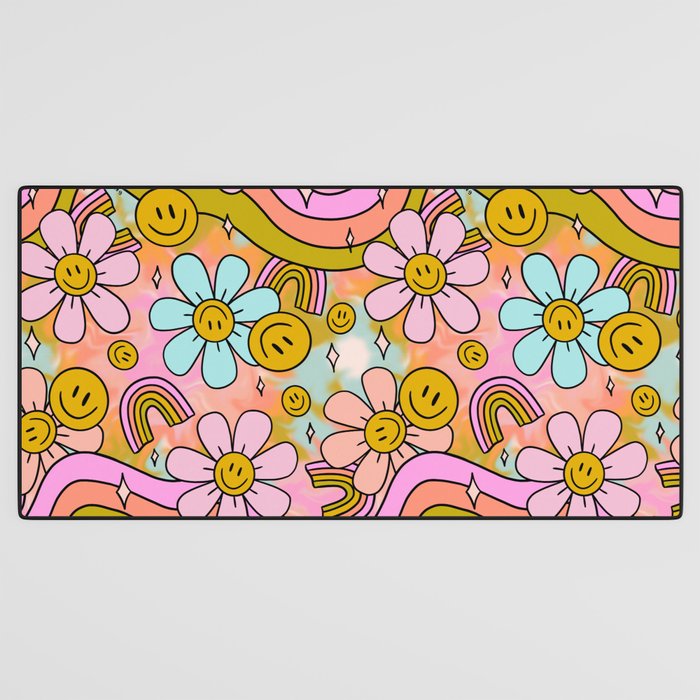 Tie Dye Flower Print Desk Mat Gallery Image 3