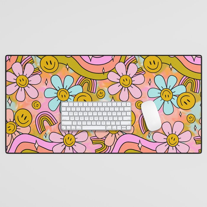 Tie Dye Flower Print Desk Mat Gallery Image 1