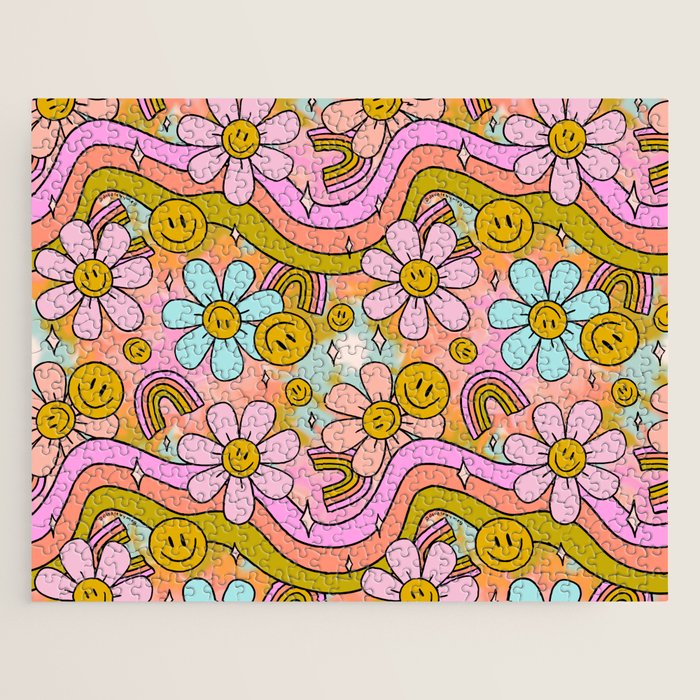Tie Dye Flower Print Jigsaw Puzzle Gallery Image 1