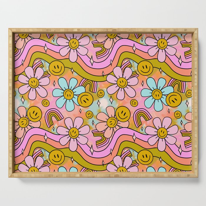 Tie Dye Flower Print Serving Tray Gallery Image 1
