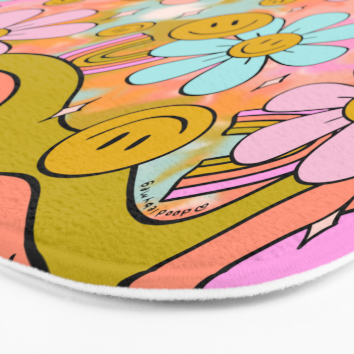 Tie Dye Flower Print Bath Mat Gallery Image 3