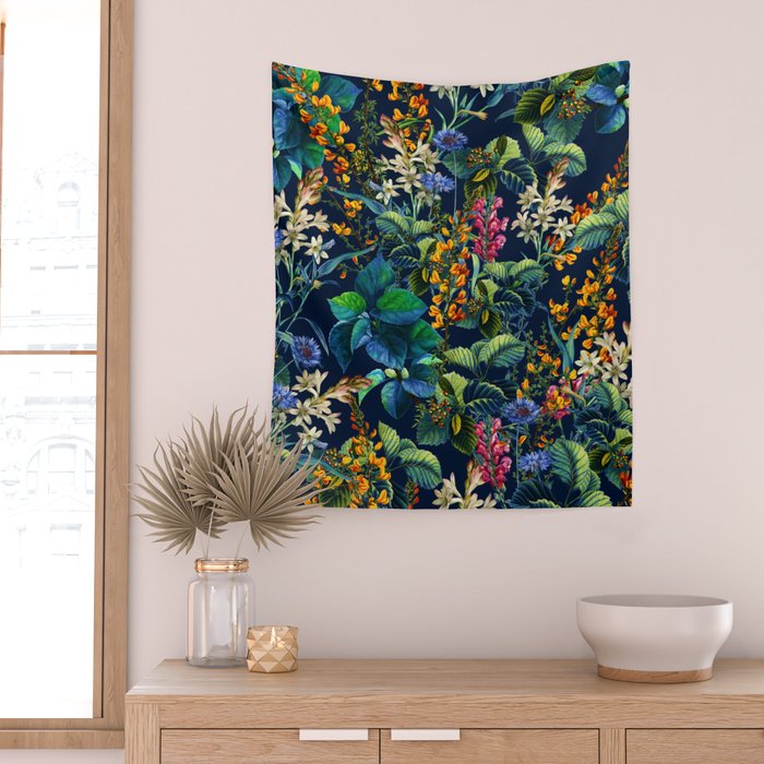 Blue Night Garden Wall Tapestry Gallery Image 2
