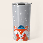 Christmas Fox with fairy lights Travel Mug Gallery Image 1
