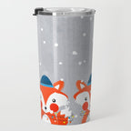Christmas Fox with fairy lights Travel Mug Gallery Image 3