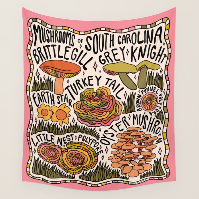 Mushrooms of South Carolina Wall Tapestry Gallery Image 4