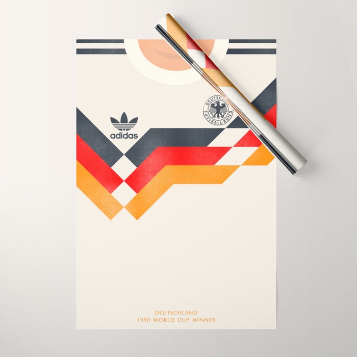 Vintage World Cup shirt, old Germany jersey, Italia 90, retro football jersey, soccer love Wrapping Paper Gallery Image 1